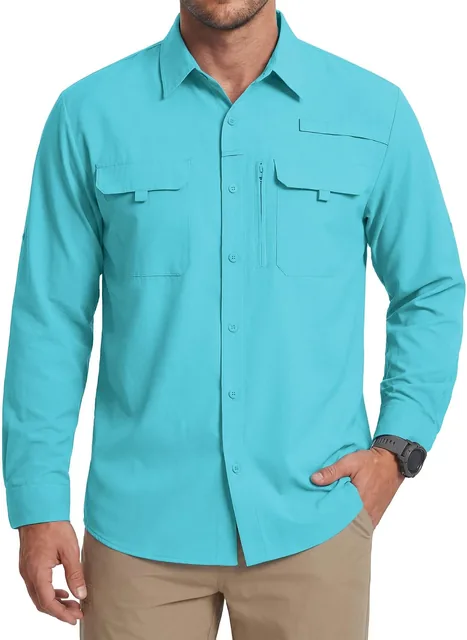 Men's long-sleeve sun shirt — front view