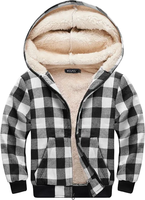 Boys' plaid fleece jacket — front view